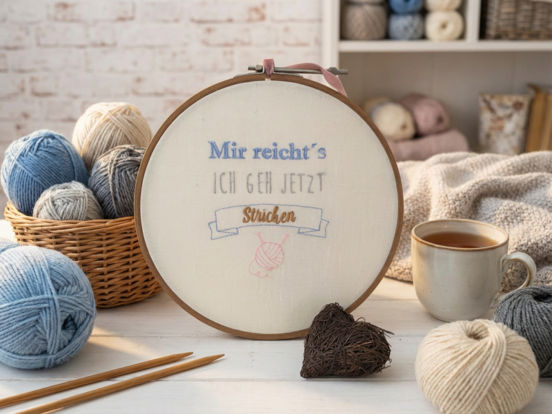 Preview: Wimpel Mir reichts ich geh jetzt stricken - ITH-Stickdatei